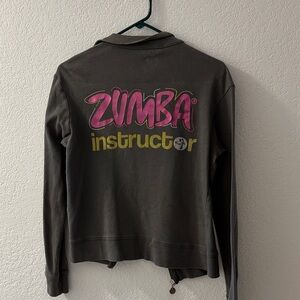 Zumba Fitness Gray Jacket with Pink and Yellow Logo